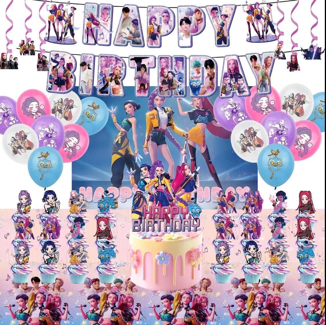 50 Pack K-pop Themed Birthday Party Decorations Kit
