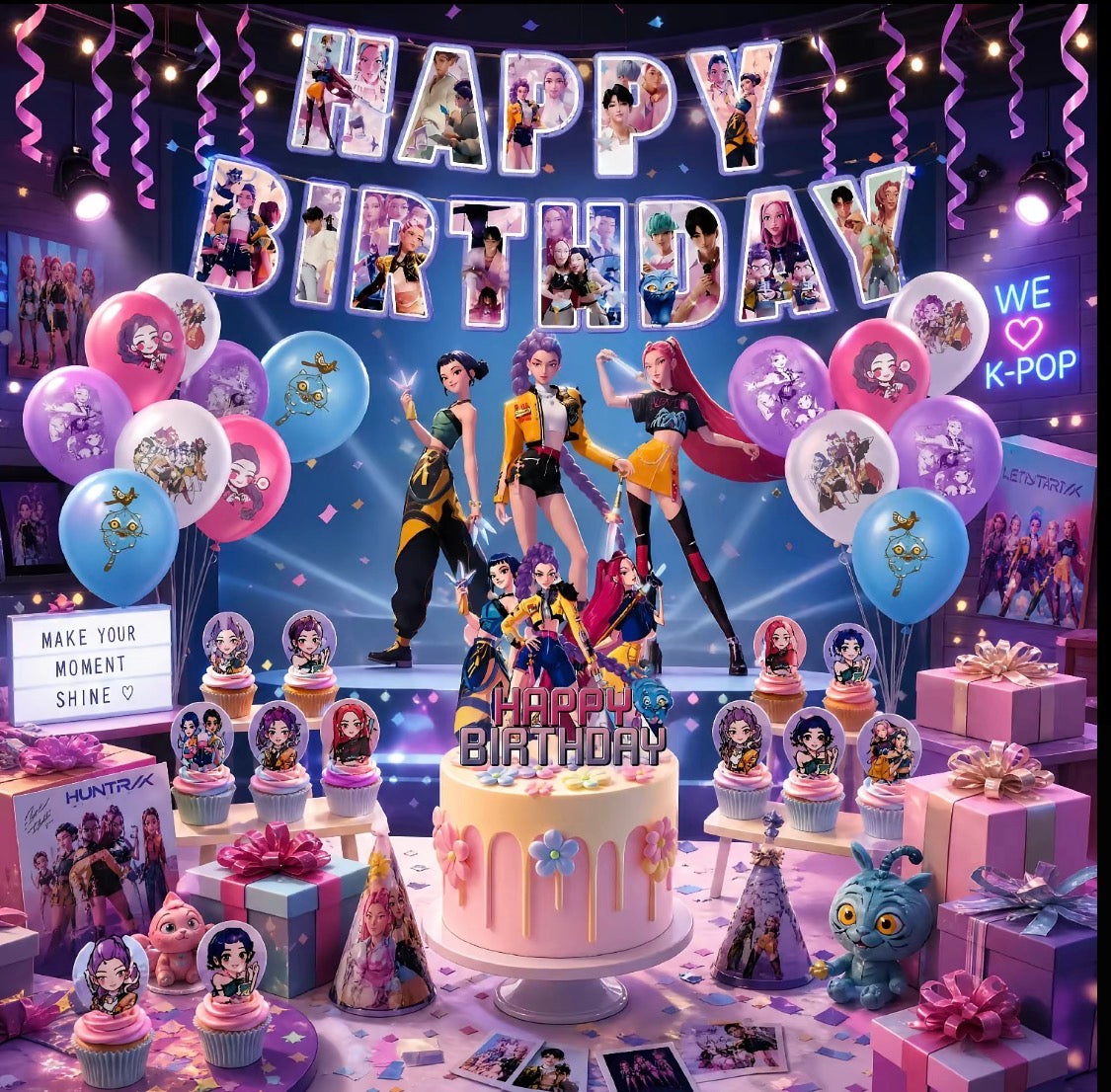 50 Pack K-pop Themed Birthday Party Decorations Kit