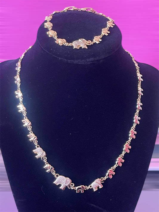 Gold plated elephant chain set