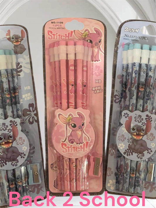 Stitch & Hello Kitty Pencil Pack w/ Sharpener