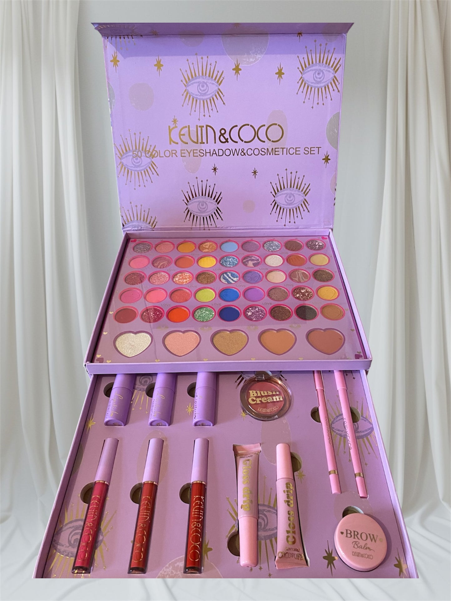 Kevin & Coco 50 Color Eyeshadow & Cosmetic Set