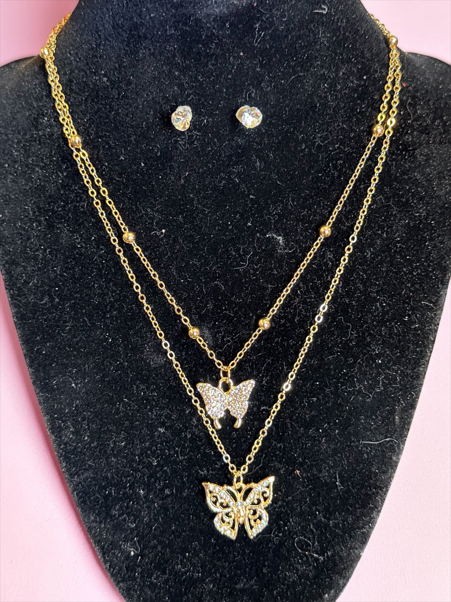 BUTTERFLY CHAIN SET GOLD PLATED
