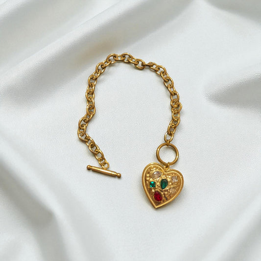 Charm heart pendant bracelet