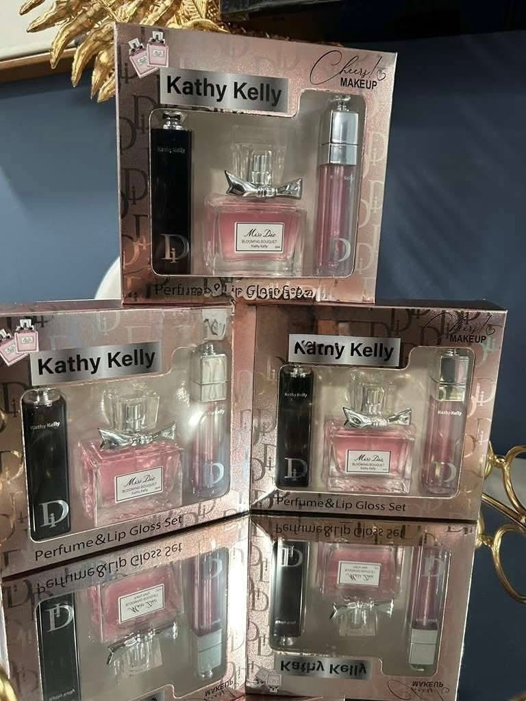 Kelly Kathy Miss Dior Perfume, Lip balm & Lip gloss Set