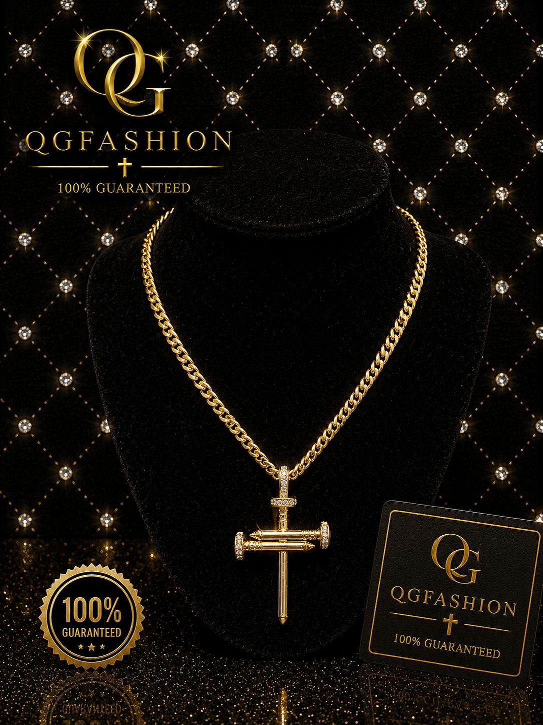 Gold-Plated Double Nail Pendant Chain