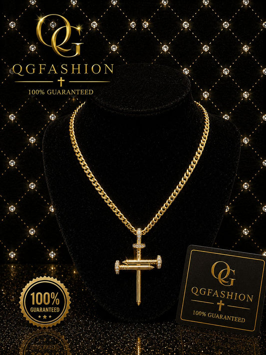 Gold-Plated Double Nail Pendant Chain