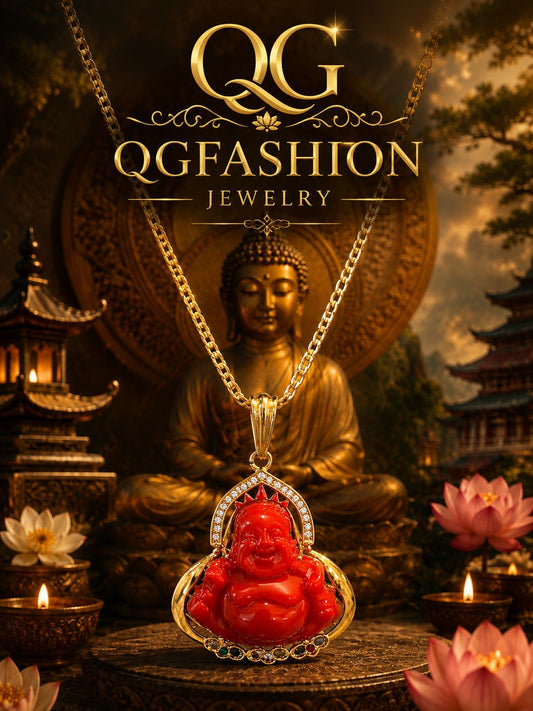 Gold-Plated Chain with Red Buddha Pendant