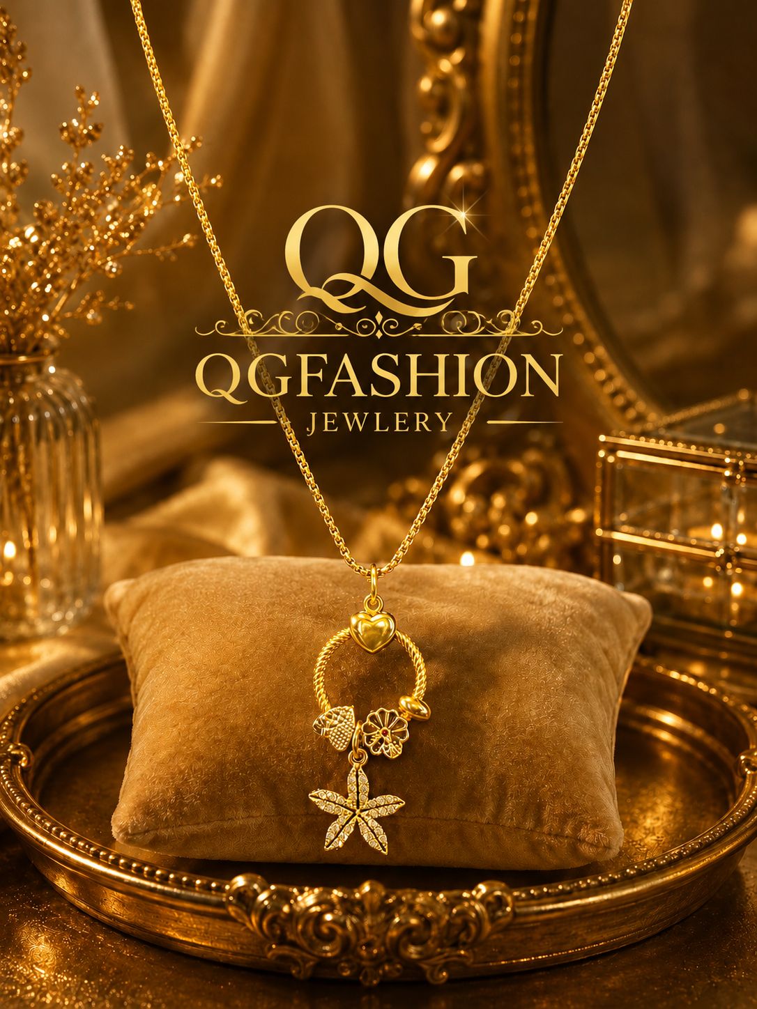 Gold-Plated Charm Pendant Chain