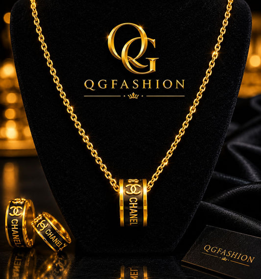 Gold-Plated Pendant Chain & Earring Set