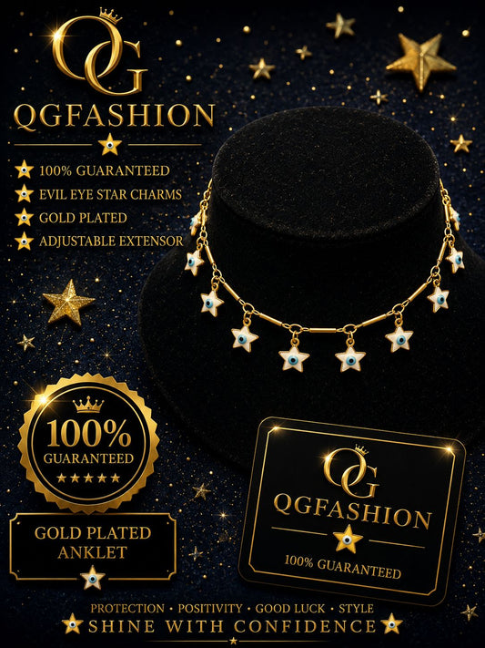 Gold-Plated Anklet with Evil Eye Star Charm