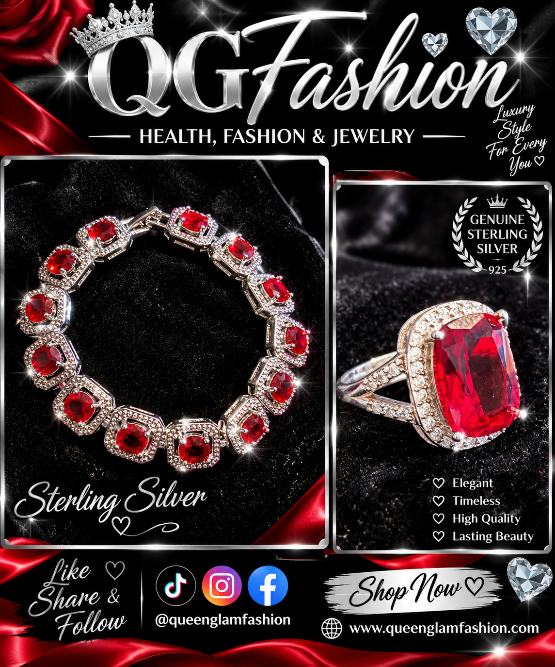 Sterling Silver Bracelet & Ring Set